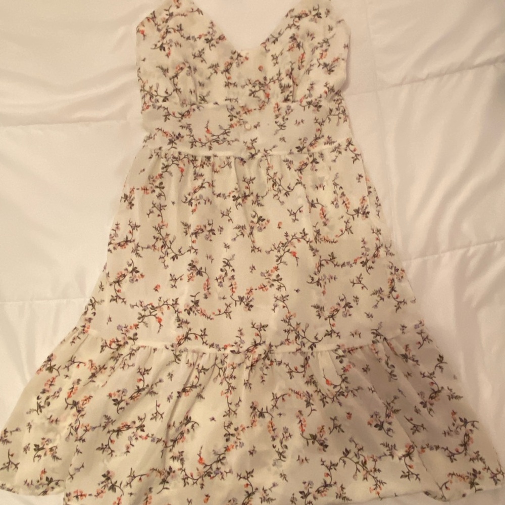 ROMWE Floral Cream Dress